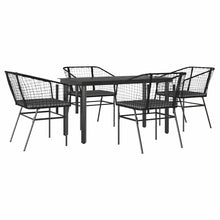 5-Delige Tuinset Met Kussens Poly Rattan Glas 4 140 x 70 x 74 cm Zwart en donkergrijs