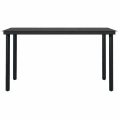 5-Delige Tuinset Met Kussens Poly Rattan Glas 4 140 x 70 x 74 cm Zwart en donkergrijs