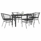 Tuinset 5-delig poly rattan zwart glas