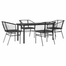 5-Delige Tuinset Met Kussens Poly Rattan Glas 4 160 x 80 x 74 cm Zwart en donkergrijs
