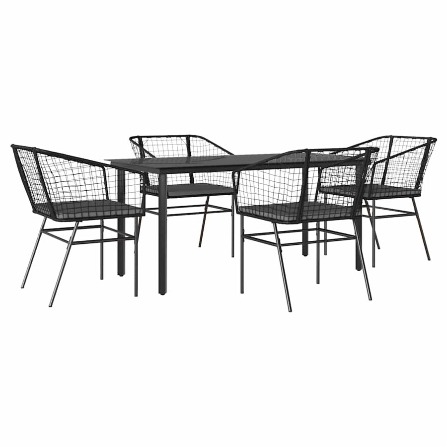 5-Delige Tuinset Met Kussens Poly Rattan Glas 4 160 x 80 x 74 cm Zwart en donkergrijs