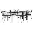 Tuinset 5-delig poly rattan zwart met kussens