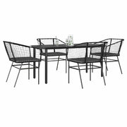 Tuinset 5-delig poly rattan zwart met kussens