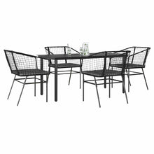 5-Delige Tuinset Met Kussens Poly Rattan Glas 4 160 x 80 x 74 cm Zwart en donkergrijs