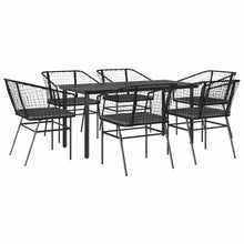 7-Delige Tuinset Met Kussens Poly Rattan Glas 6 160 x 80 x 74 cm Zwart en donkergrijs