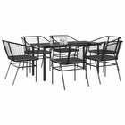 Tuinset 7-delig poly rattan zwart met kussens