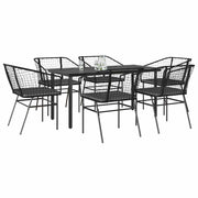 Tuinset 7-delig poly rattan zwart met kussens