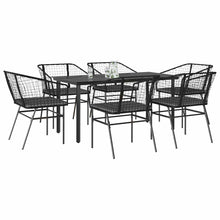 7-Delige Tuinset Met Kussens Poly Rattan Glas 6 160 x 80 x 74 cm Zwart en donkergrijs