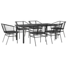 7-Delige Tuinset Met Kussens Poly Rattan Glas 6 200 x 100 x 74 cm Zwart en donkergrijs