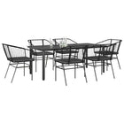 Tuinset 7-delig poly rattan glas zwart