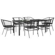 Tuinset 7-delig poly rattan glas zwart