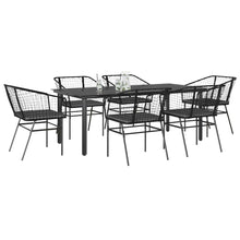 7-Delige Tuinset Met Kussens Poly Rattan Glas 6 200 x 100 x 74 cm Zwart en donkergrijs