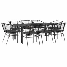 9-Delige Tuinset Met Kussens Poly Rattan Glas 8 200 x 100 x 74 cm Zwart en donkergrijs