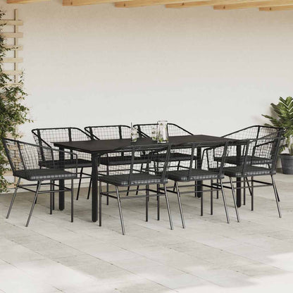 9-Delige Tuinset Met Kussens Poly Rattan Glas 8 200 x 100 x 74 cm Zwart en donkergrijs