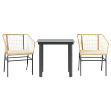 3-Delige Tuinset Met Kussens Poly Rattan Glas 2 80 x 80 x 74 cm Bruin en crèmewit