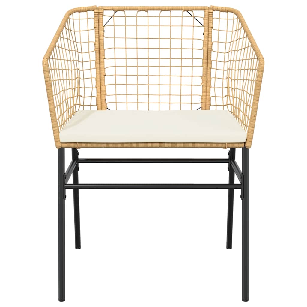 3-Delige Tuinset Met Kussens Poly Rattan Glas 2 80 x 80 x 74 cm Bruin en crèmewit