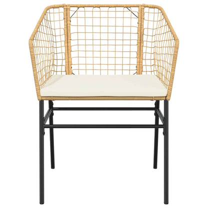 3-Delige Tuinset Met Kussens Poly Rattan Glas 2 80 x 80 x 74 cm Bruin en crèmewit