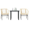 3-delige Tuinset met kussens poly rattan glas bruin