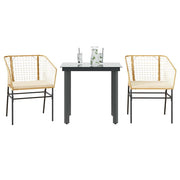 Tuinset 3-delig poly rattan glas bruin
