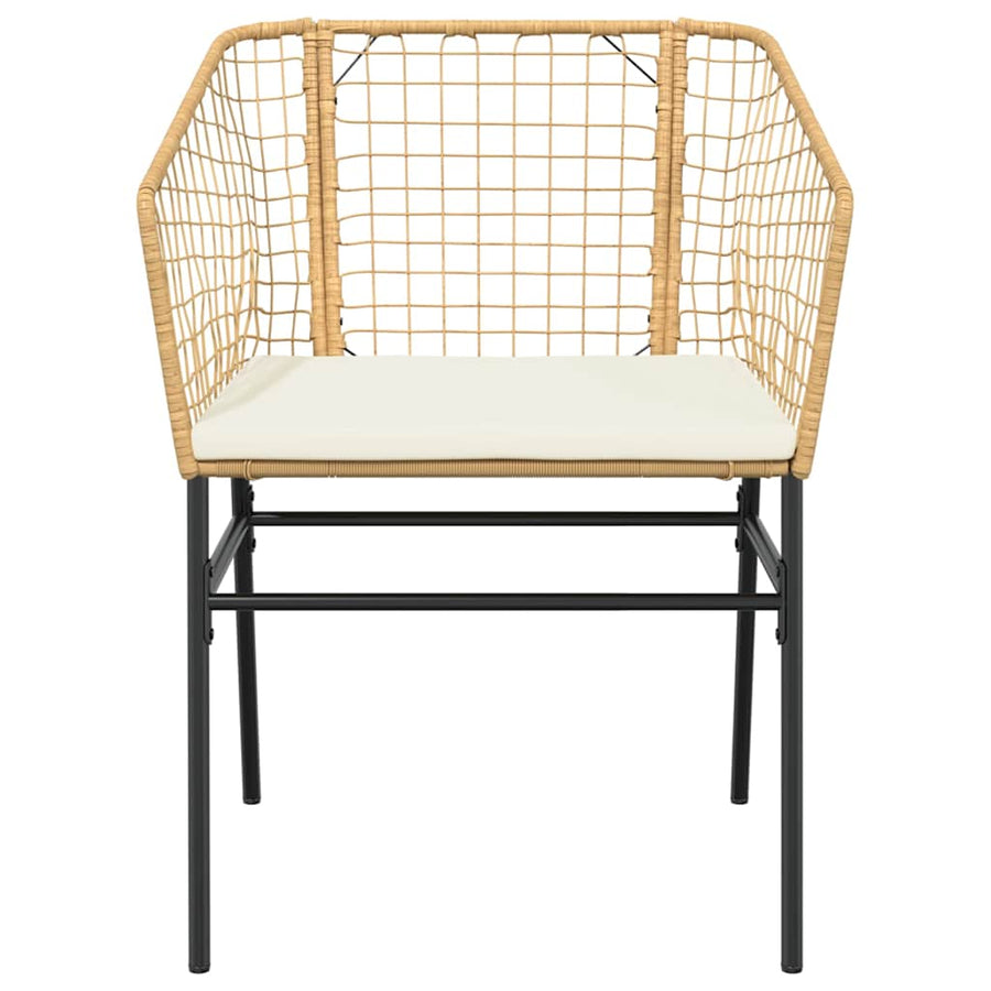 5-Delige Tuinset Met Kussens Poly Rattan Glas 4 80 x 80 x 74 cm Bruin en crèmewit