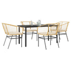 Tuinset poly rattan 5-delig bruin met kussens