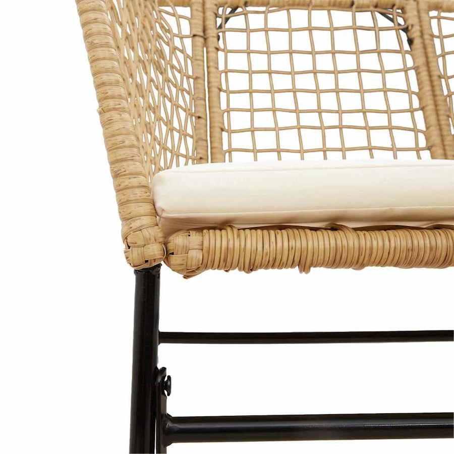 7-Delige Tuinset Met Kussens Poly Rattan Glas 6 160 x 80 x 74 cm Bruin en crèmewit