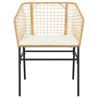 7-Delige Tuinset Met Kussens Poly Rattan Glas 6 200 x 100 x 74 cm Bruin en crèmewit