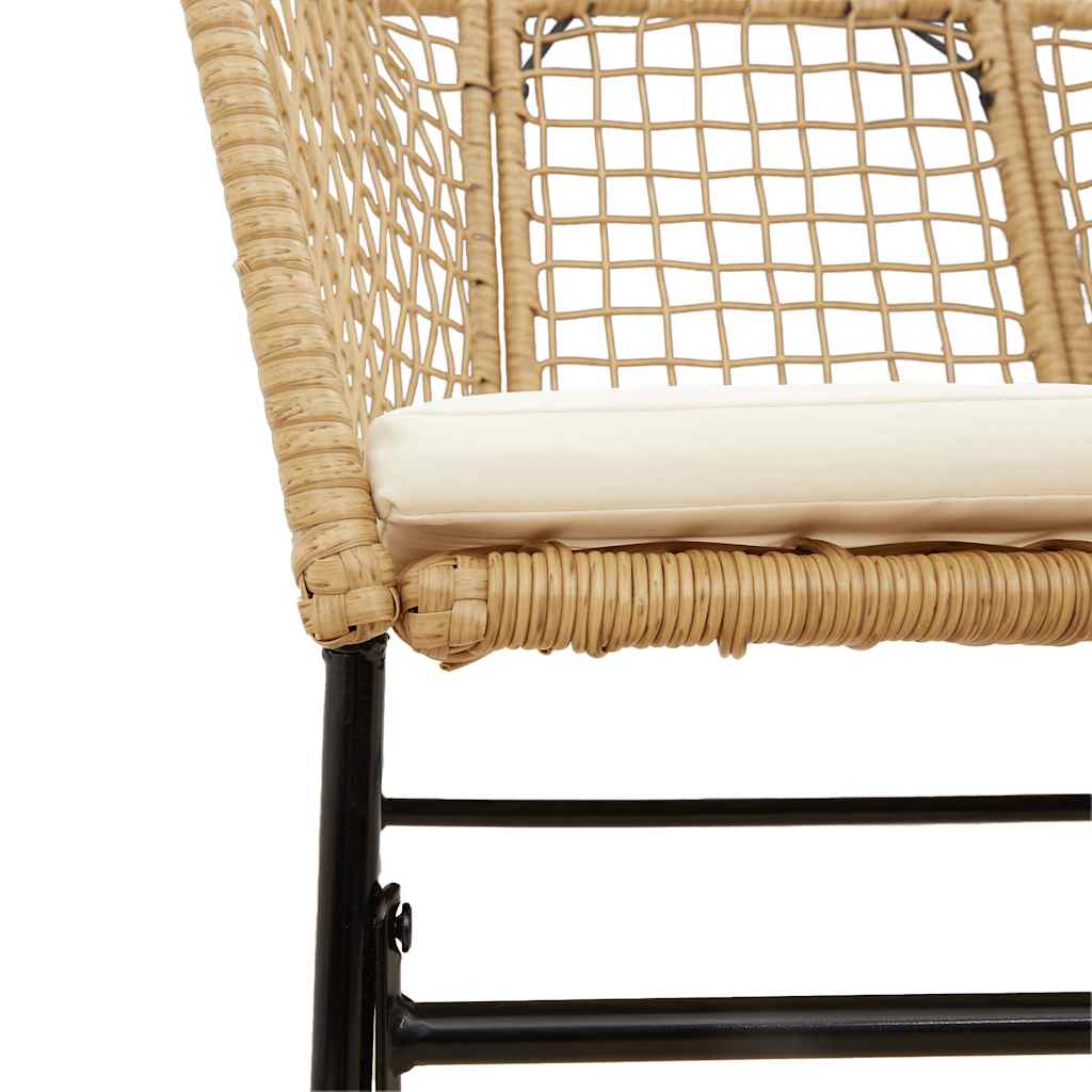 9-Delige Tuinset Met Kussens Poly Rattan Glas 8 200 x 100 x 74 cm Bruin en crèmewit
