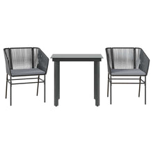 3-Delige Tuinset Met Kussens Poly Rattan Glas 2 80 x 80 x 74 cm Zwart