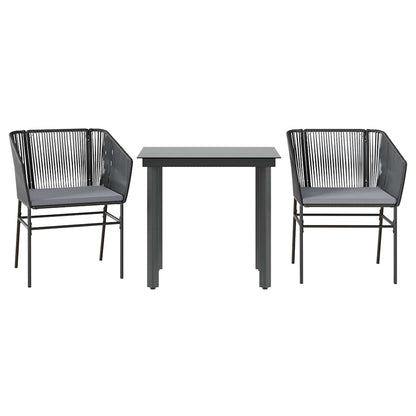 3-Delige Tuinset Met Kussens Poly Rattan Glas 2 80 x 80 x 74 cm Zwart