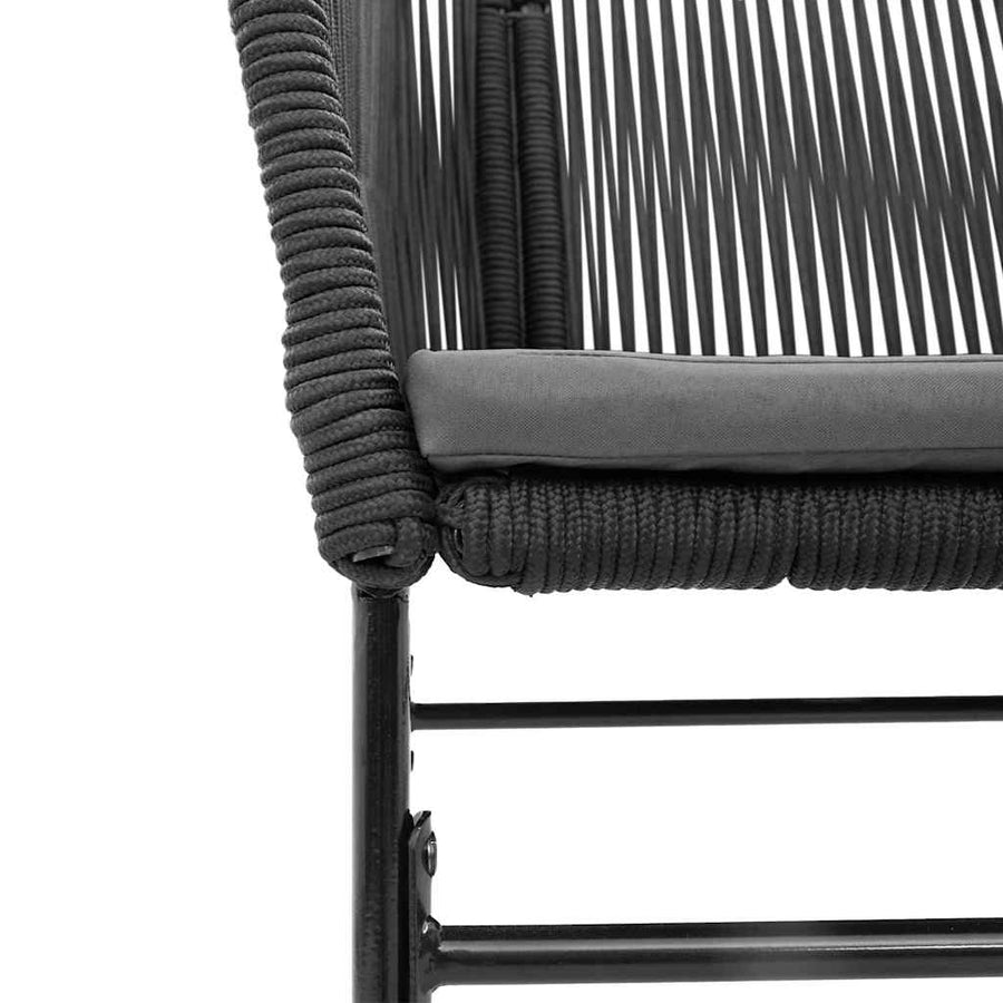 3-Delige Tuinset Met Kussens Poly Rattan Glas 2 80 x 80 x 74 cm Zwart