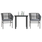 Tuinset 3-delig poly rattan zwart met kussens