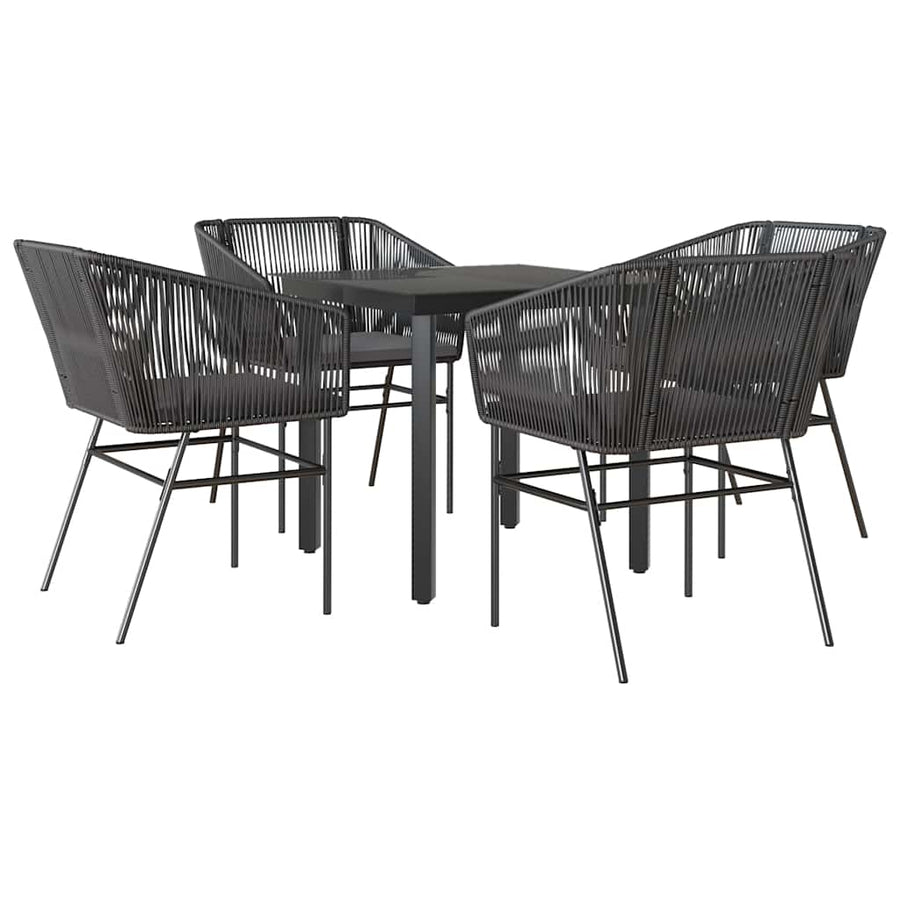 5-Delige Tuinset Met Kussens Poly Rattan Glas 4 80 x 80 x 74 cm Zwart