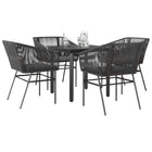 Tuinset 5-delig poly rattan zwart met kussens