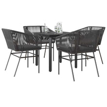 5-Delige Tuinset Met Kussens Poly Rattan Glas 4 80 x 80 x 74 cm Zwart
