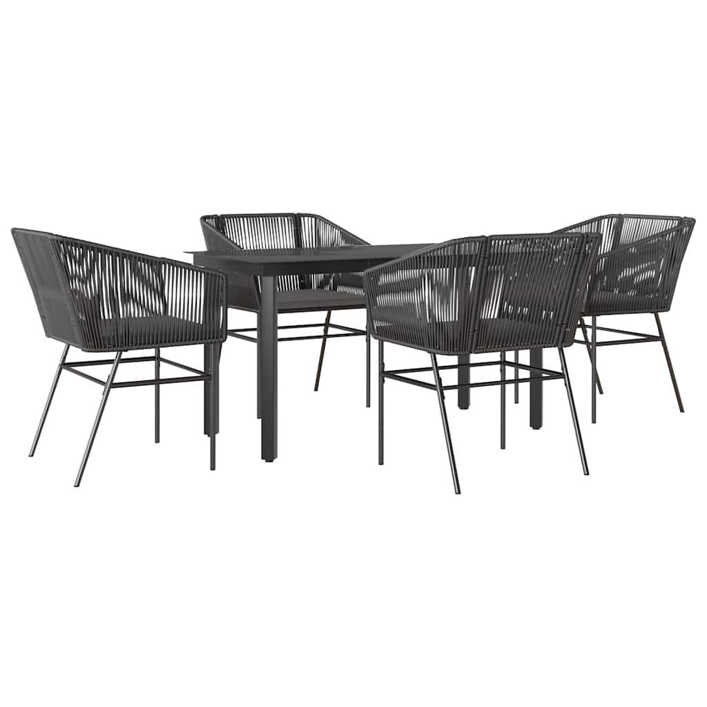 5-Delige Tuinset Met Kussens Poly Rattan Glas 4 140 x 70 x 74 cm Zwart