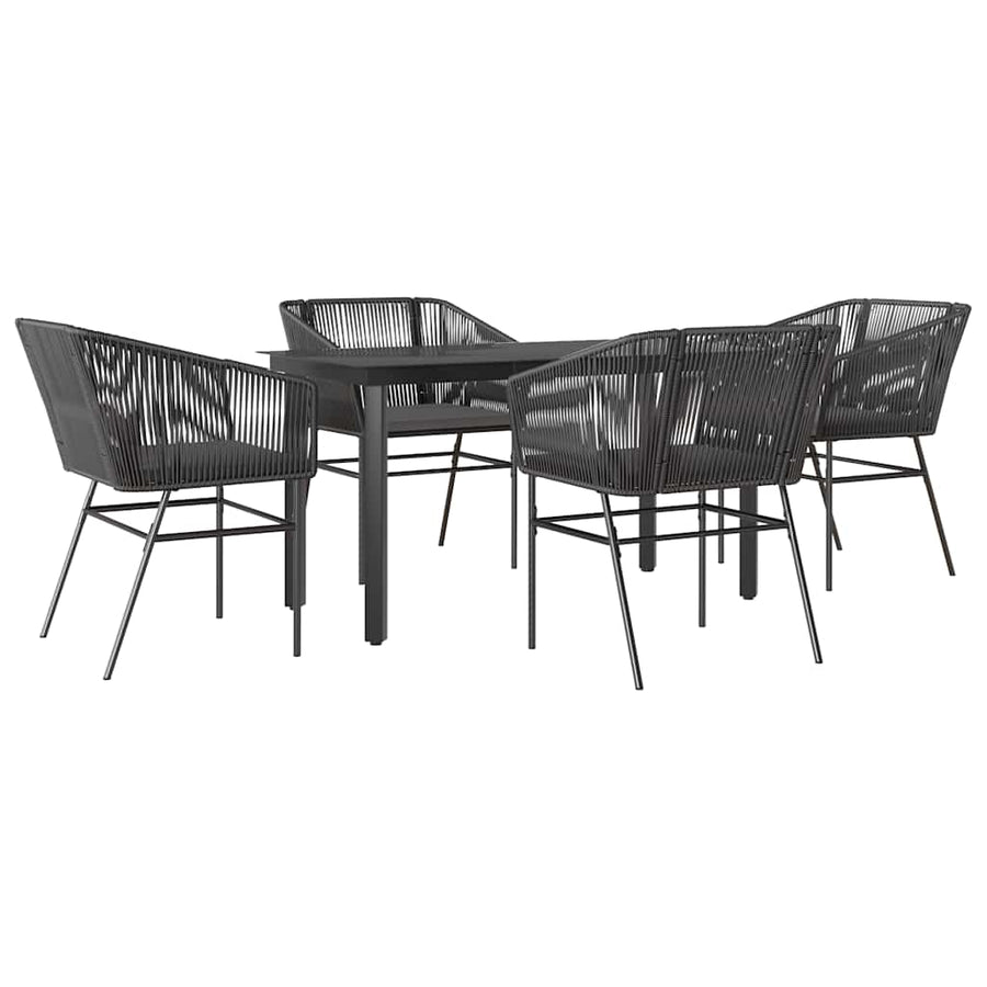 5-Delige Tuinset Met Kussens Poly Rattan Glas 4 140 x 70 x 74 cm Zwart