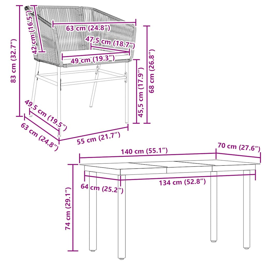 5-Delige Tuinset Met Kussens Poly Rattan Glas 4 140 x 70 x 74 cm Zwart
