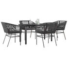 Tuinset 5-delig poly rattan zwart met kussens
