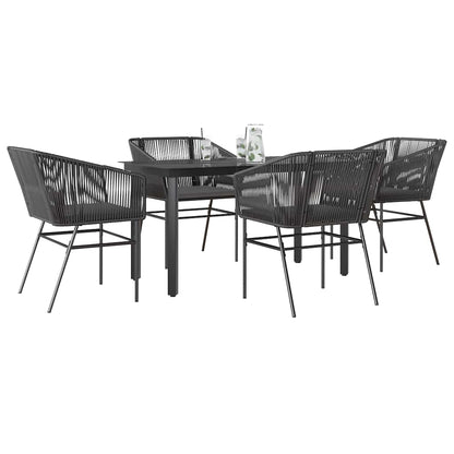 5-Delige Tuinset Met Kussens Poly Rattan Glas 4 140 x 70 x 74 cm Zwart
