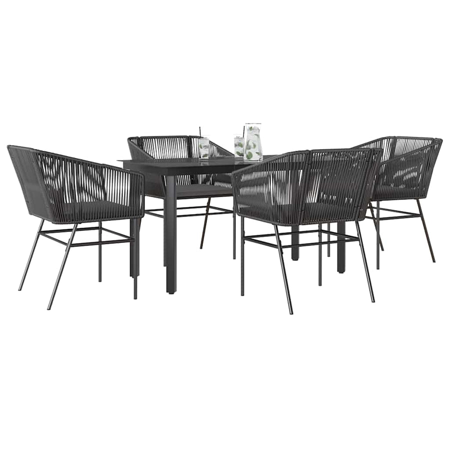 5-Delige Tuinset Met Kussens Poly Rattan Glas 4 140 x 70 x 74 cm Zwart