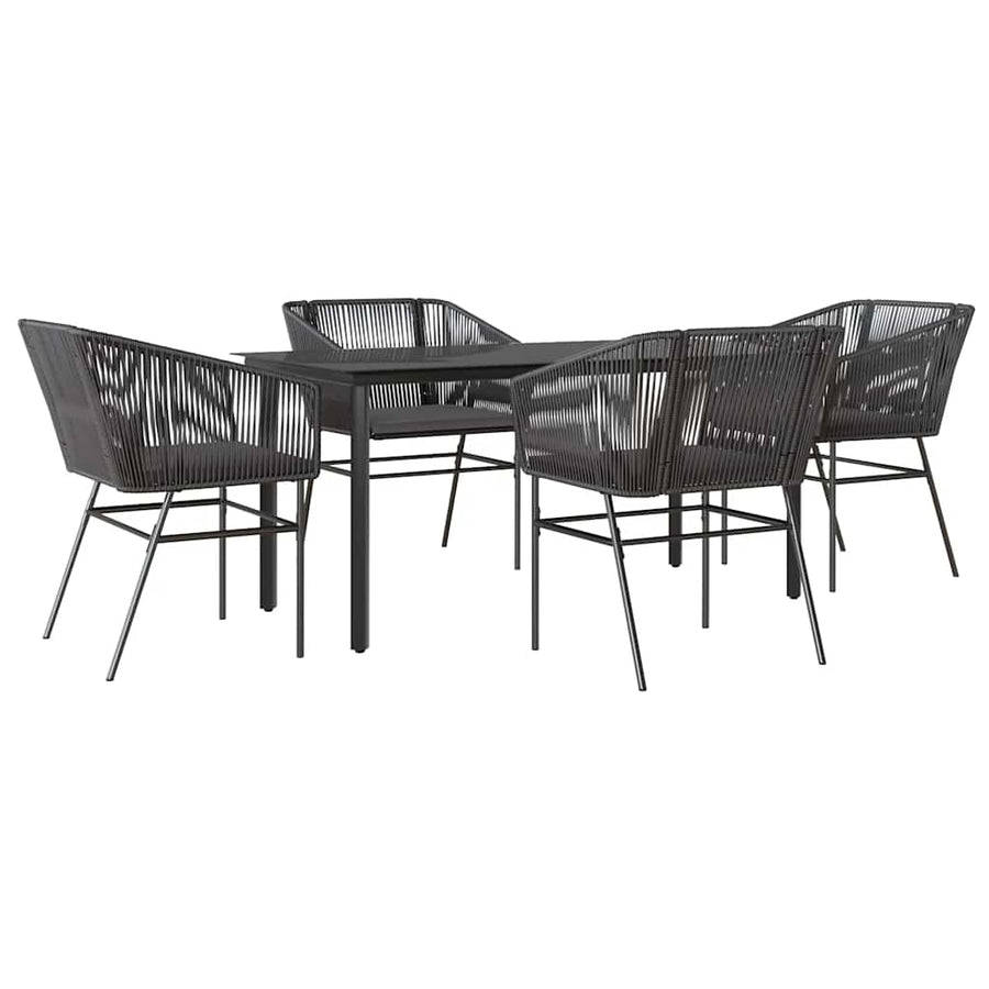 5-Delige Tuinset Met Kussens Poly Rattan Glas 4 160 x 80 x 74 cm Zwart
