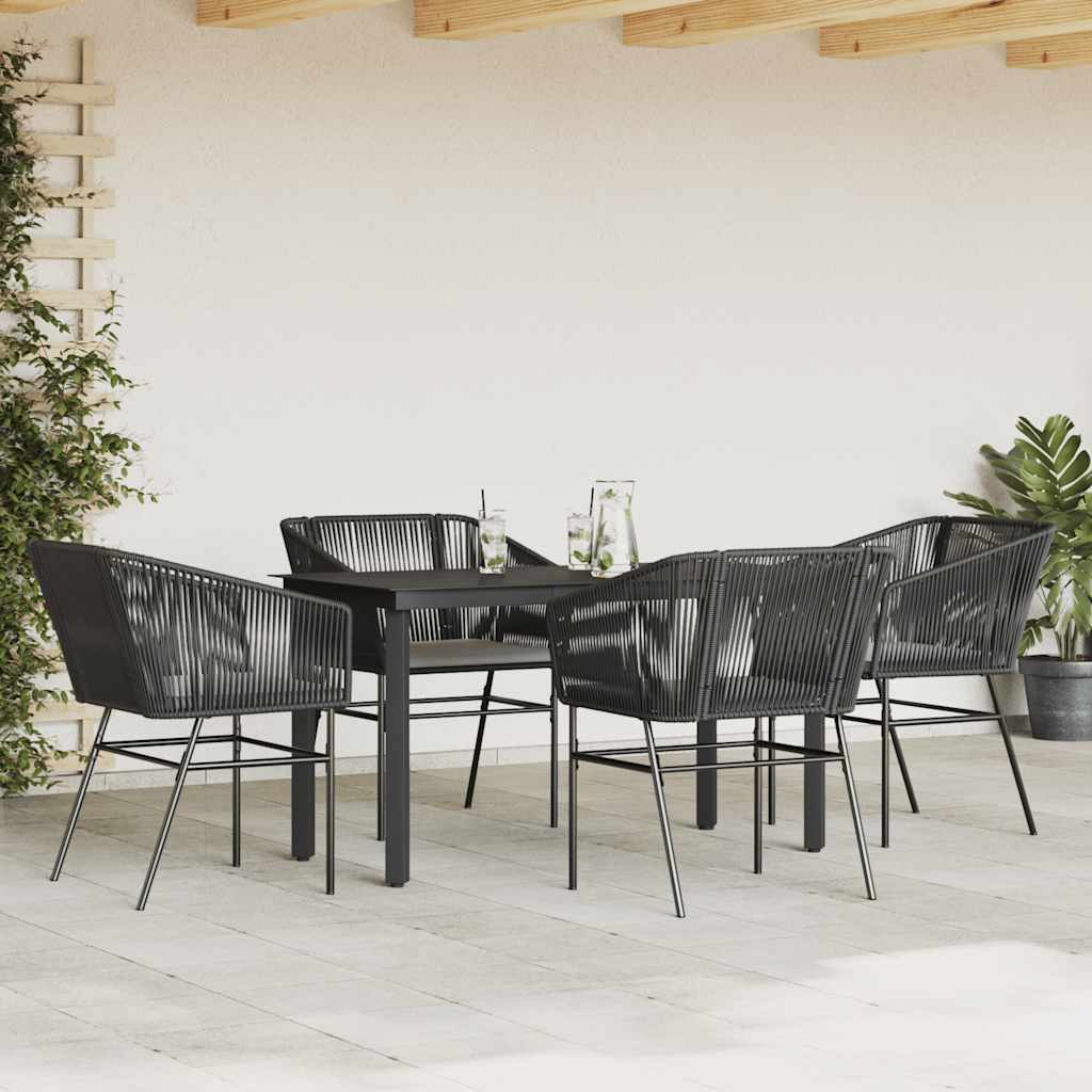 5-Delige Tuinset Met Kussens Poly Rattan Glas 4 160 x 80 x 74 cm Zwart