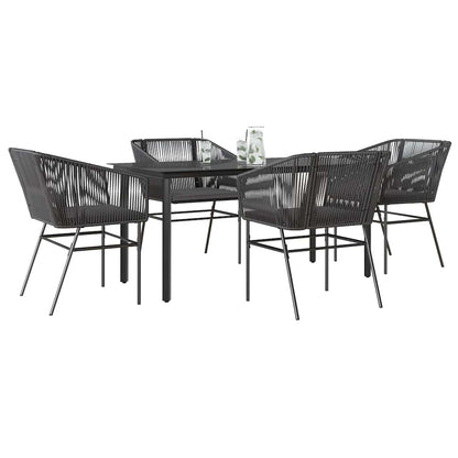 5-Delige Tuinset Met Kussens Poly Rattan Glas 4 160 x 80 x 74 cm Zwart