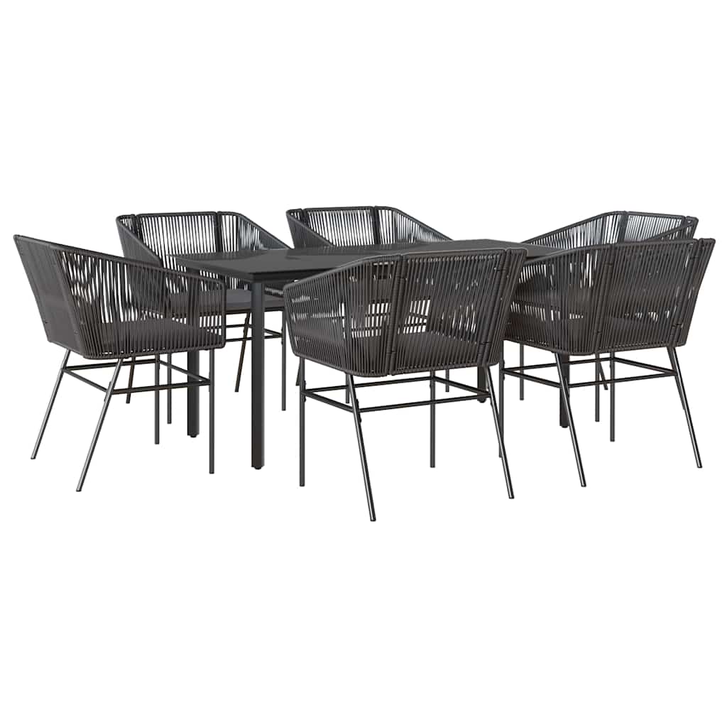 7-Delige Tuinset Met Kussens Poly Rattan Glas 6 160 x 80 x 74 cm Zwart