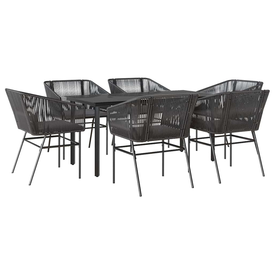 7-Delige Tuinset Met Kussens Poly Rattan Glas 6 160 x 80 x 74 cm Zwart