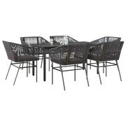 Tuinset 7-delig poly rattan zwart met kussens
