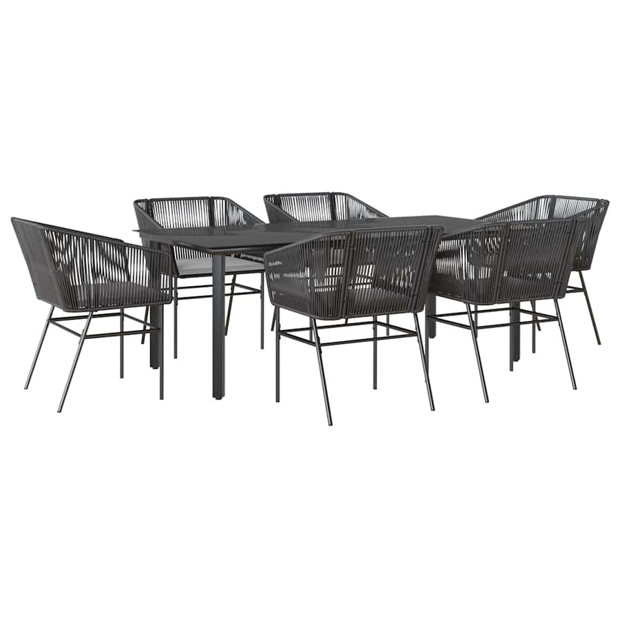 7-Delige Tuinset Met Kussens Poly Rattan Glas 6 200 x 100 x 74 cm Zwart