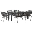 Tuinset 7-delig poly rattan zwart met kussens