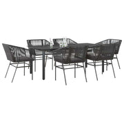 Tuinset 7-delig poly rattan zwart met kussens